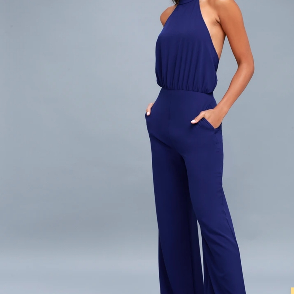 Lulus royal blue halter jumpsuit